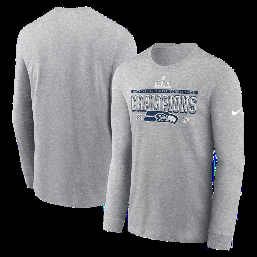 Men 2026 Nike NFL Seattle Seahawks Hooded long sleeved T-shirt grey 010->nfl t-shirts->Sports Accessory